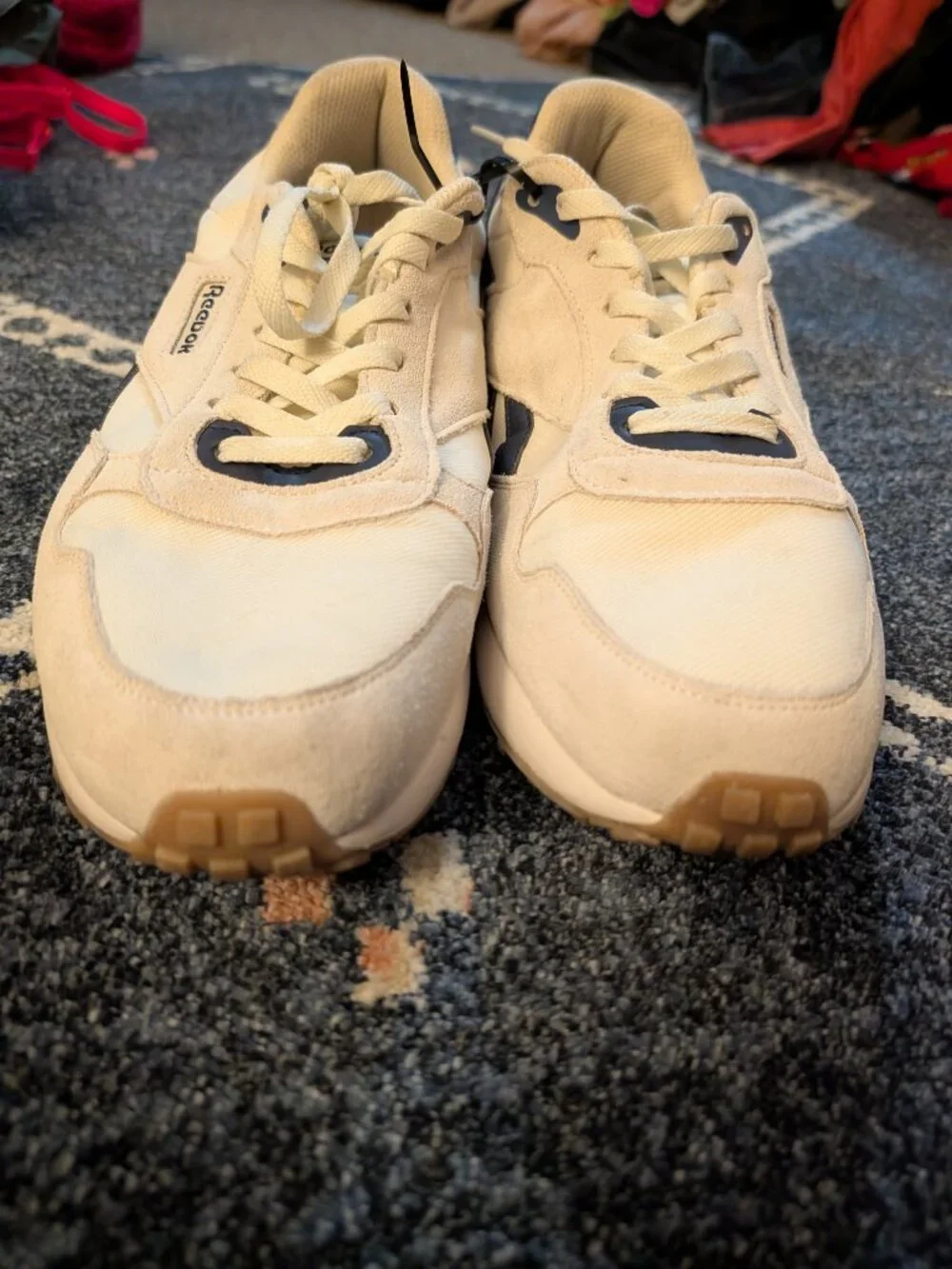 Reebok Forte Racer Men's Size 13 Cream Navy Gum Retro Sneakers Ortholite